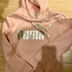 Puma Pink Hoodie with Silver Logo